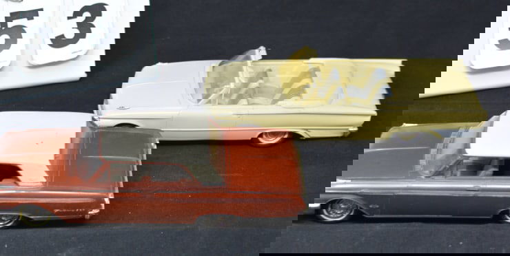 Two Promo Cars: 1961 Thunderbird Convertible  2  Door yellow w/ silver interior & 1962  Galaxy 500 2 (1 of 9)