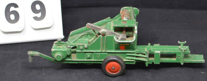 Vintage Oliver Baler Toy   all cast  aluminum  original paint ,tires & stickers.  11" x  3"  x 5" (1 of 5)