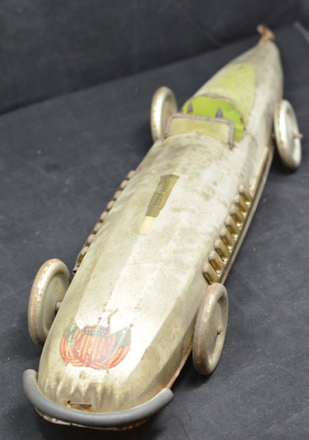 1920's Silver Bullet Race Car,  Tin Boat Tail  Racer w/  original drivers as well as  original (1 of 13)