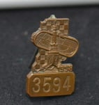 1958 Indy 500 Pit Pass Badge #3594, State of   Indiana made by Bastian Bros., Rochester, NY