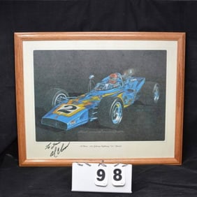 Framed Photo Al Unser 1970 Johnny Lightning   Autographed  as To Jim, Al Unser.  12.5" x  12.5"