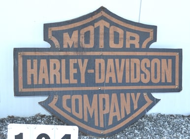 Vintage Harley Davidson Co. Motorcycle Sign  thick  cardboard construction,  has pyramid  metal