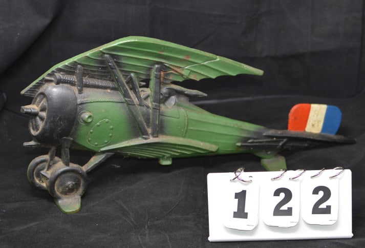 Cast Iron Door Stop Vintage Airplane retains   original paint has N142 on tail.  10" x 20"  x 2" (1 of 7)