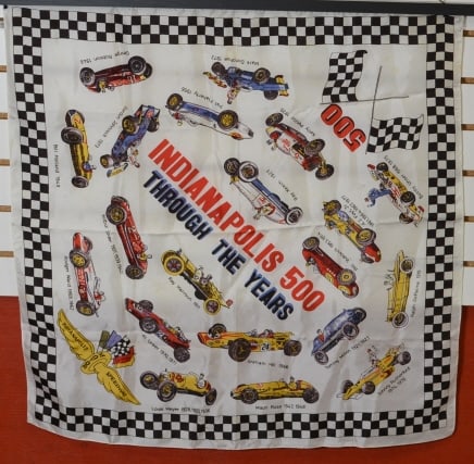 3 Vintage Indianapolis Motor Speedway silk scarves & an Indiana souvenir scarf: 3 Vintage Indianapolis Motor Speedway silk scarves & an Indiana souvenir scarf