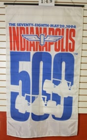 78th Indy 500 Banner May 29th, 1994 white  banner  w/red & blue print 61" x  35"
