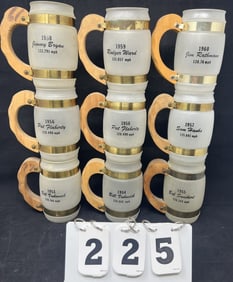 Nine Siesta Ware 1950's Indy 500 Winners  Glass  Mug: 1953 - 1960. 5" x 3"