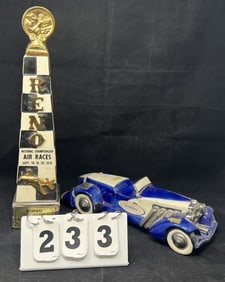 Two Decanters Trophy & Car : 1970 Reno  National  Championship Air Races, Ezra Brooks  Classic Car.
