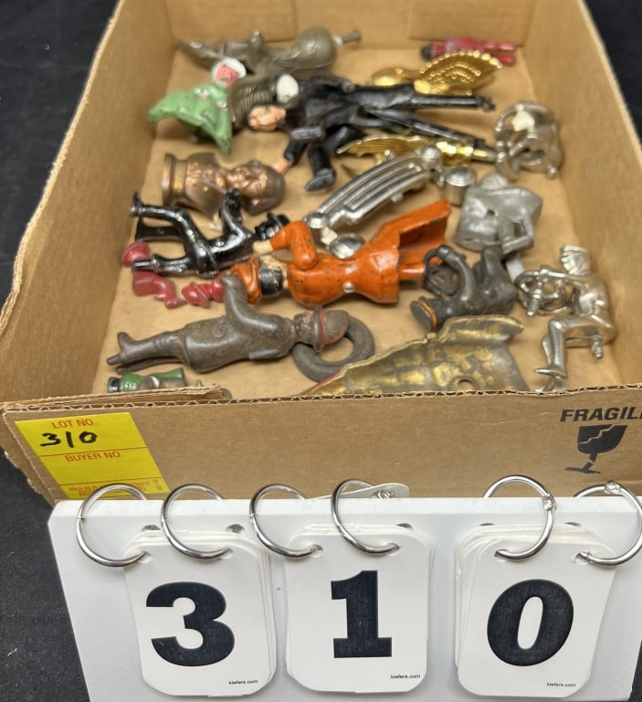 Group of Cast Iron Toy Parts mostly figures,  front  end of Hubley bus (?). (1 of 5)
