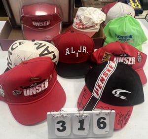 Collection of Indy 500 Autographed Hats: Al  Unser,  Jr., Gordon Johncock, Bobby Rahal,  Rick Mears