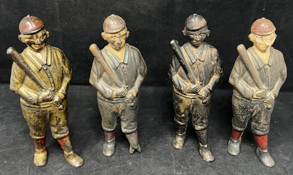 Group of  AC Williams Ty Cobb Four Cast Iron   Baseball Player Banks: in uniform holding  bat, all (1 of 5)