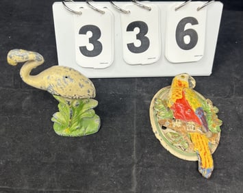 Cast Iron Parrot Door Knocker & Cast Metal  Stork:   Parrot 5" x 3" x 1.5" Stork 4" x 3"  1.5"