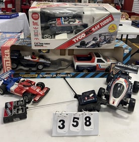 Group of RC Cars & Tonka Set: Tyco RC  Valvoline  Car NIB, 2 other RC Indy cars & a  Tonka Al Unser,