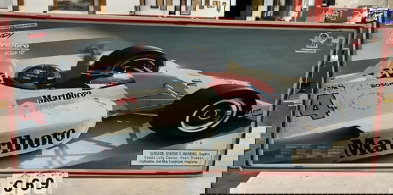 1993 Indy 500 Marlboro Advertising Sign w/  red  plastic tubing - Barn find. 22" x 51"