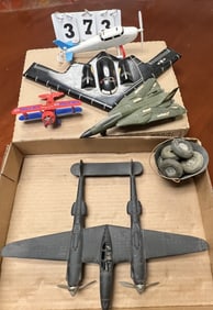 Group of Toy Airplanes & 8 Airplane Wheels:   most  as-is condition, Hubley Die Cast .