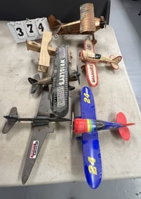 Group of Die Cast Advertising Airplanes:   Wrigley's, Gilmore, Lincoln Welder.  Largest  is 5"  x 8"