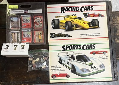 Racing Books, Trading Cards, USAC Stamps:  2   Crescent Race Car Books, Monster Pack of  Racing