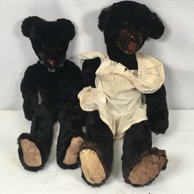 (2) Seal Fur Jointed Teddy Bears