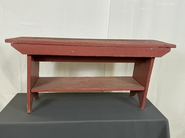 Primitive Red Painted Bench