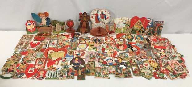 Large Lot of Antique Valentines, 175+