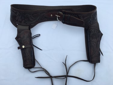 Double Rig Tooled Leather Holster Set