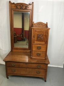 Two Drawer Maple Chest with Mirror & Hatbox