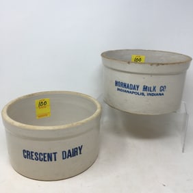(2) Dairy Advertising Butter Crocks