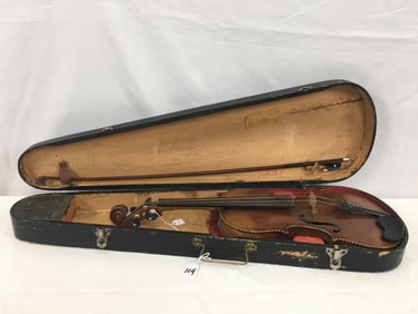 Violin in Wooden Case with Bow