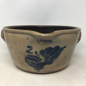 Lyons Milk Crock, Cobalt Decorated