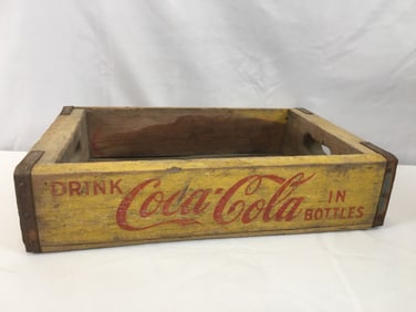 Yellow Coca-Cola Wooden Crate