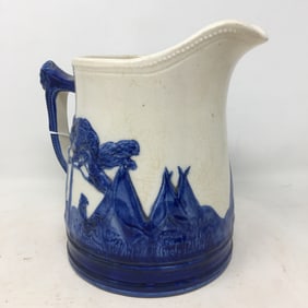 Sleepy Eye Blue & White Stoneware Pitcher