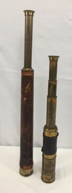 (2) 19th C. Leather & Brass Telescopes