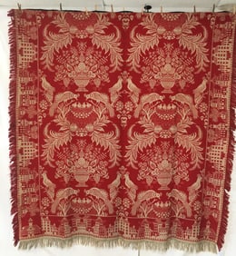 Bird of Paradise Jacquard Coverlet, Full Fringe