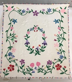 Antique Floral Applique Quilt