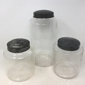 (3) Glass Counter Jars