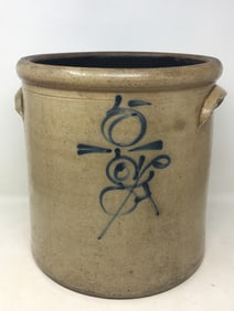 5 Gallon Stoneware Crock, Cobalt Decorated