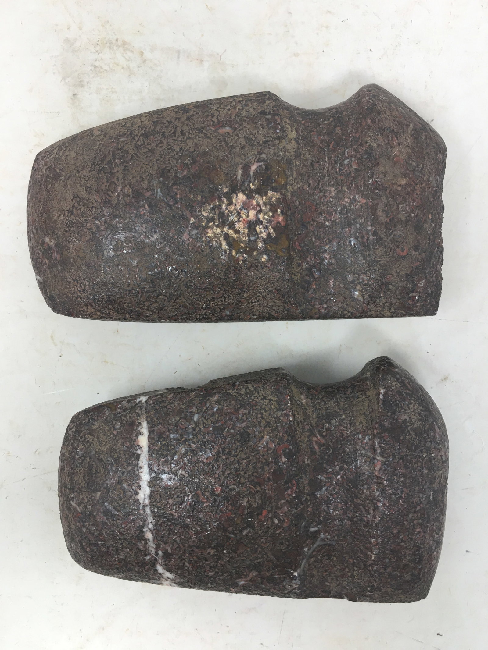 (2) 3/4 Groove Stone Axe Heads: (2) 3/4 Groove Stone Axe Heads. Larger 5.75" x 3"
