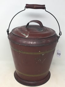 Red Tole Painted Footed Bucket