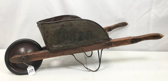 Child's Wood & Tin Wheelbarrow
