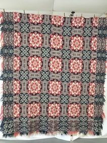 Three Colored Jacquard Coverlet