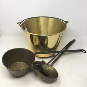 Brass Kettle with Utensils