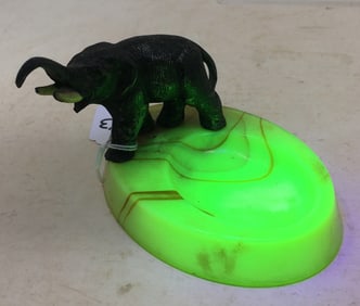 Art Deco Uranium Slag Glass Elephant Dish