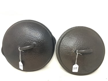 (2) Hammered Cast Iron Lids