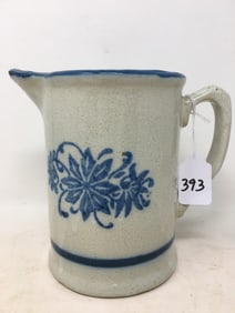 Blue & White Stoneware Pitcher