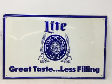 Vintage Miller Lite Beer Embossed Sign