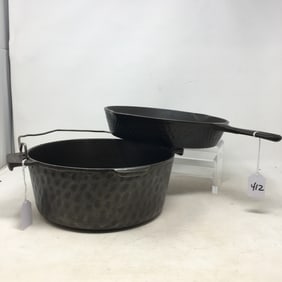 Hammered Cast Iron Skillet & Kettle