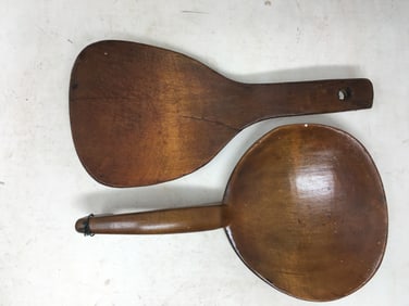 (2) Antique Wooden Butter Paddles
