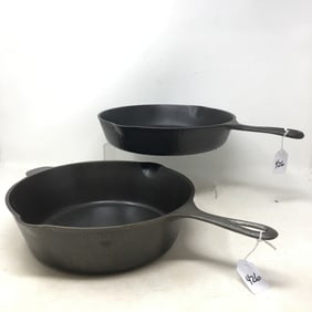 (2) Hammered Cast Iron Skillets