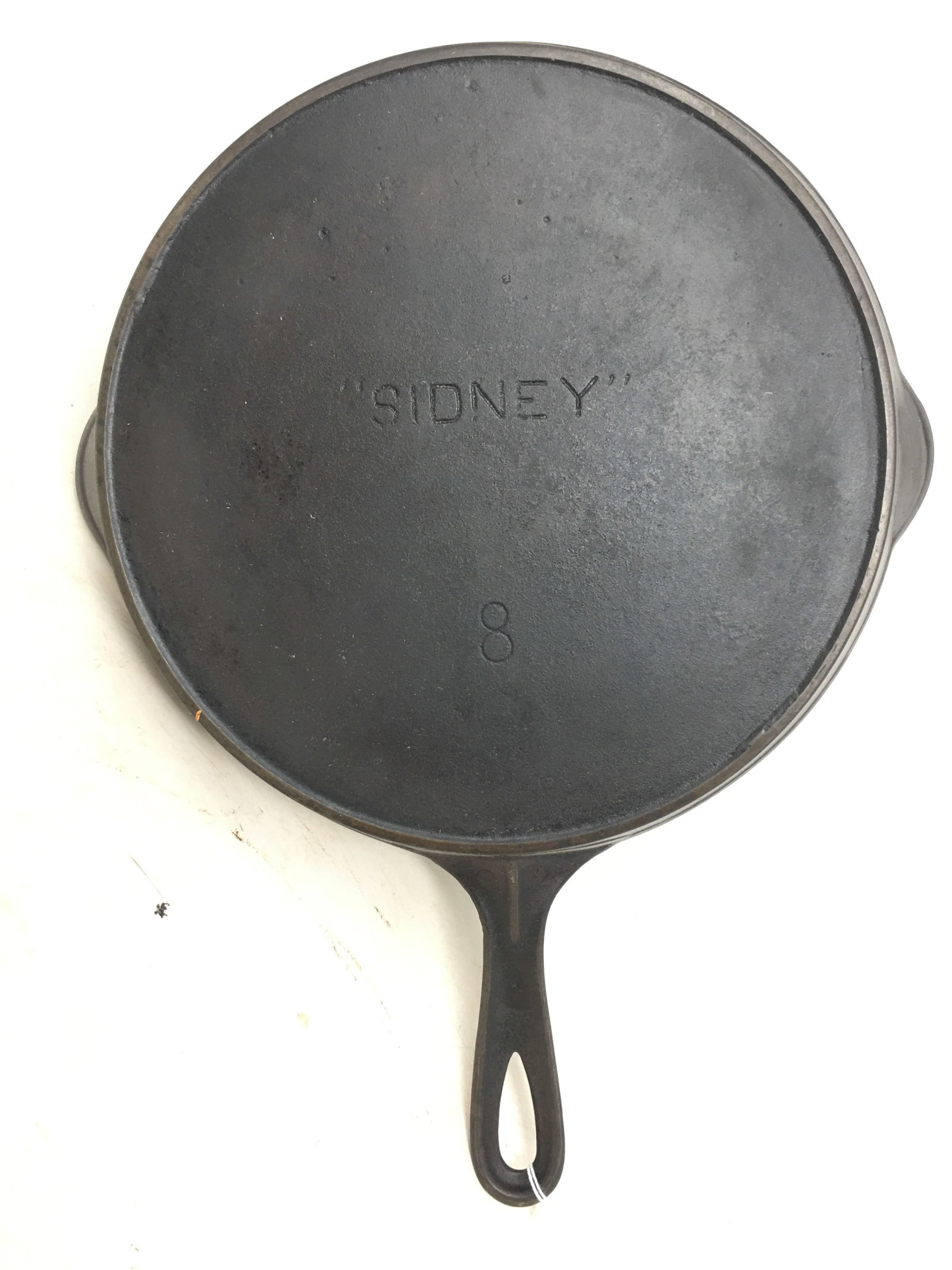Sidney No. 8 Cast Iron Skillet: "Sidney" #8 Cast Iron Skillet. 15"L x 11"W x 2"H