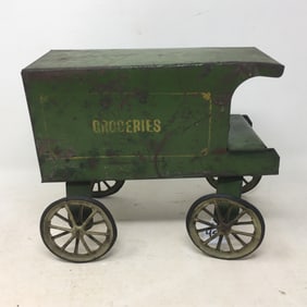 Pressed Tin Toy Grocery Wagon