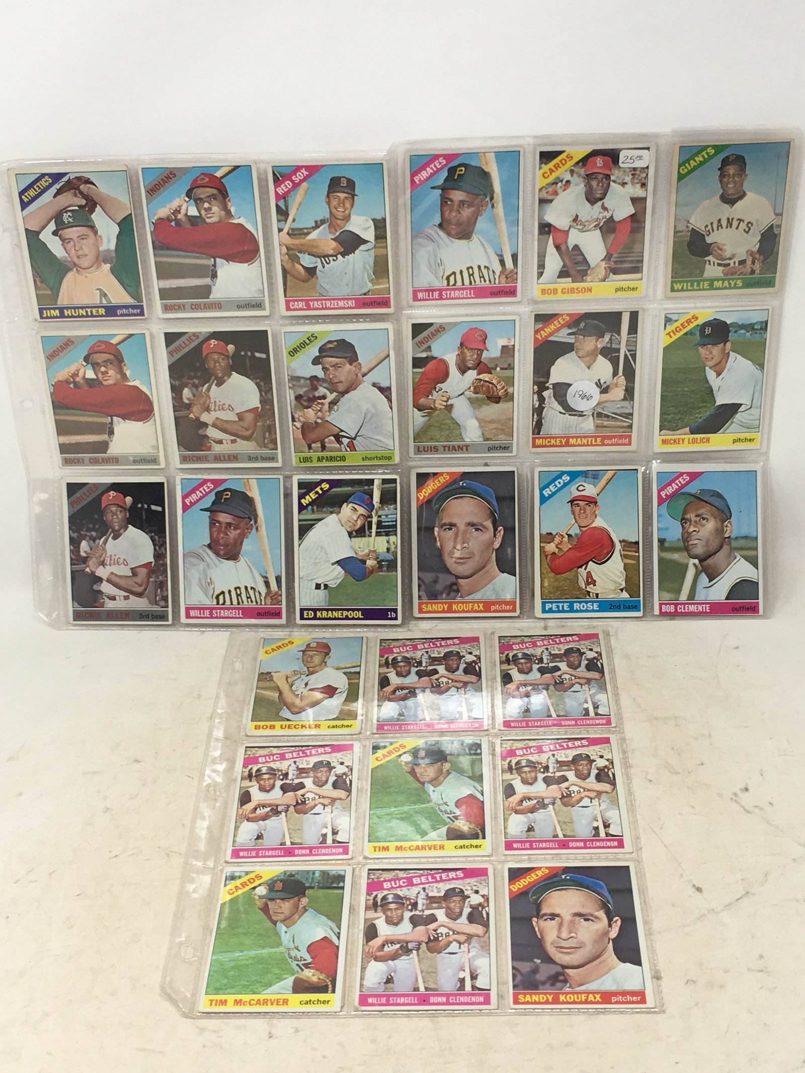 (29) 1966 Topps Baseball Cards, Incl. Mickey Mantle #50 (1 of 17)